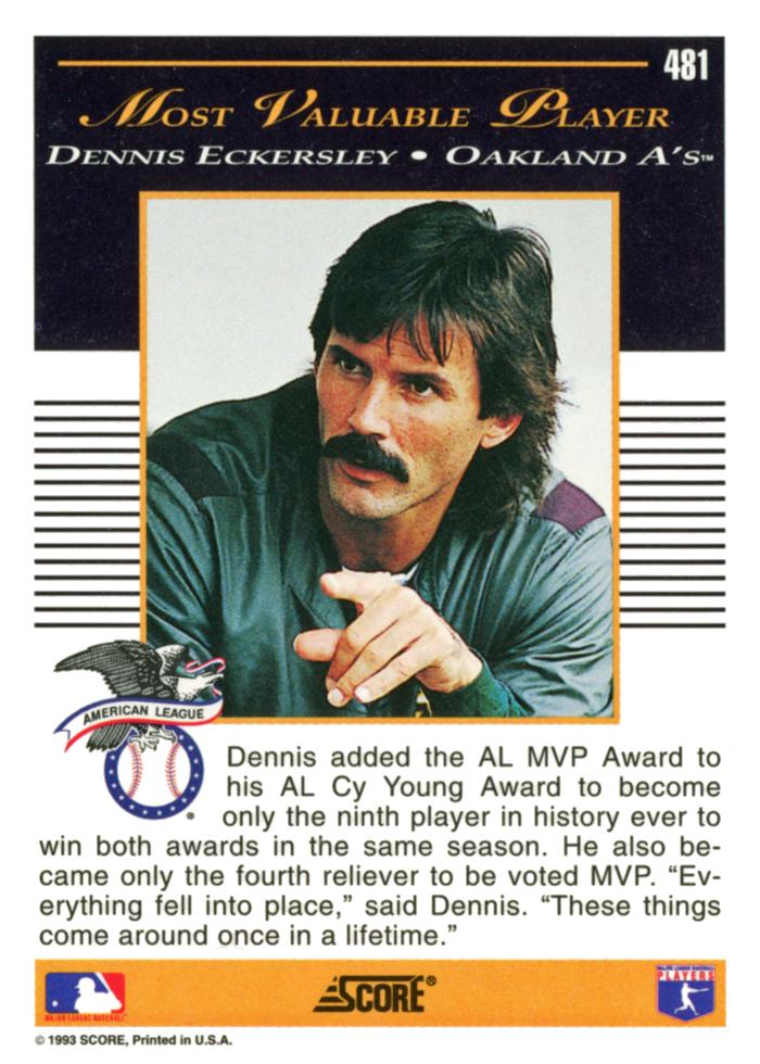 Dennis Eckersley  baseball card collectible - Main Image 2