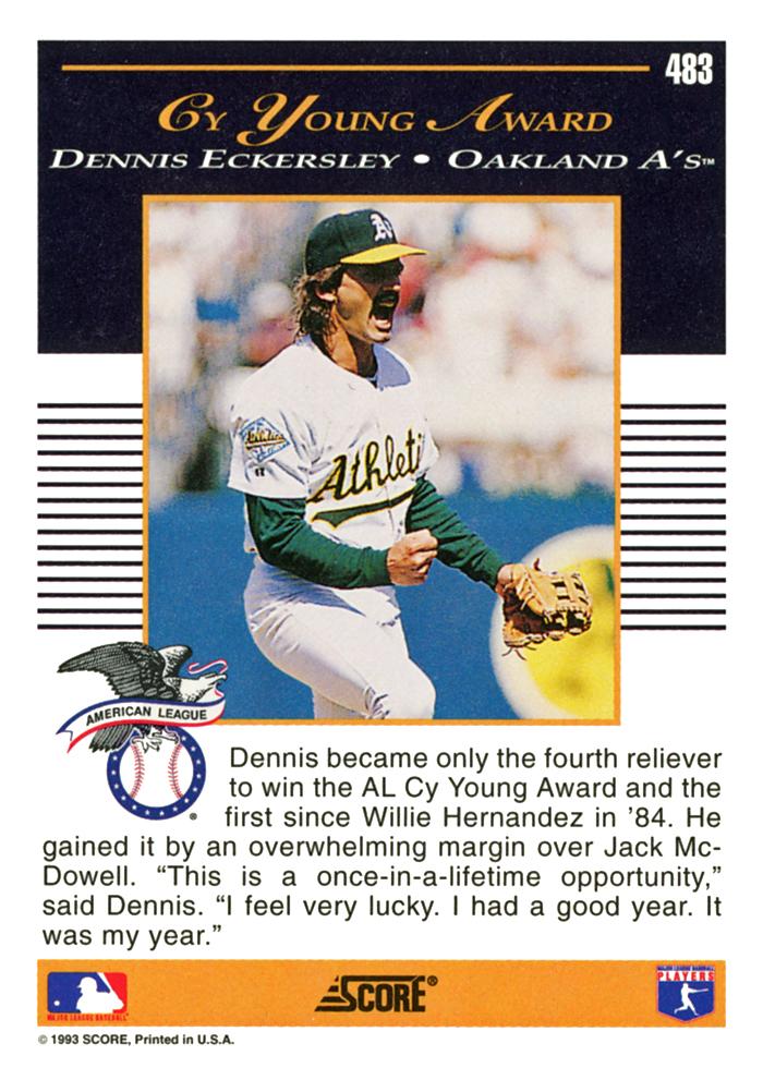 Dennis Eckersley  baseball card collectible - Main Image 2