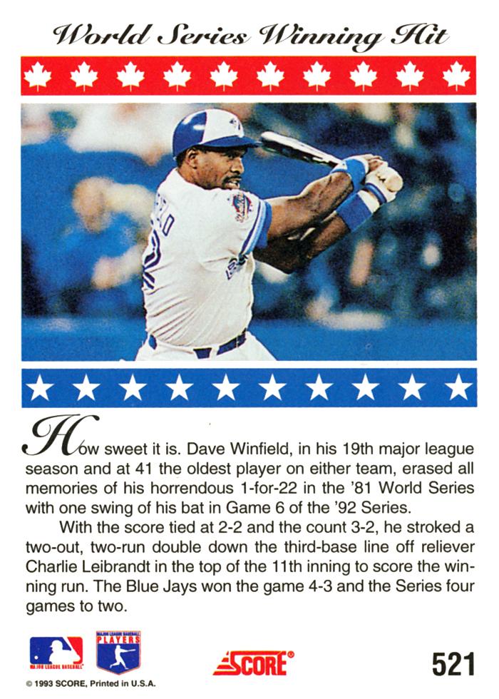 Dave Winfield  baseball card collectible - Main Image 2