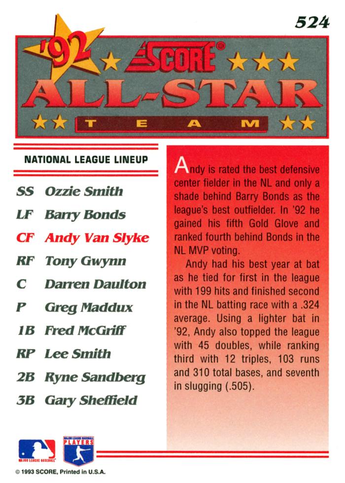 Andy Van Slyke  baseball card collectible - Main Image 2