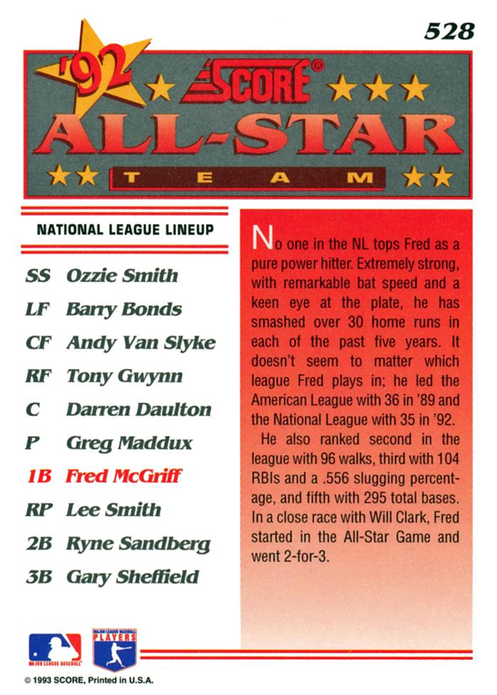 Fred McGriff  baseball card collectible - Main Image 2