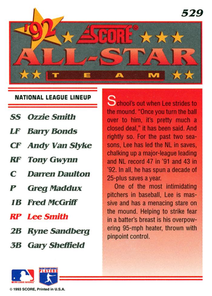 Lee Smith  baseball card collectible - Main Image 2