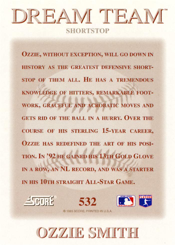 Ozzie Smith  baseball card collectible - Main Image 2