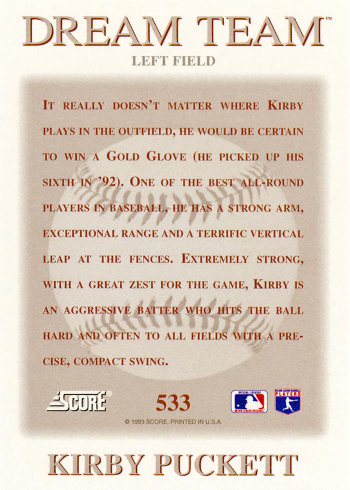 Kirby Puckett  baseball card collectible - Main Image 2