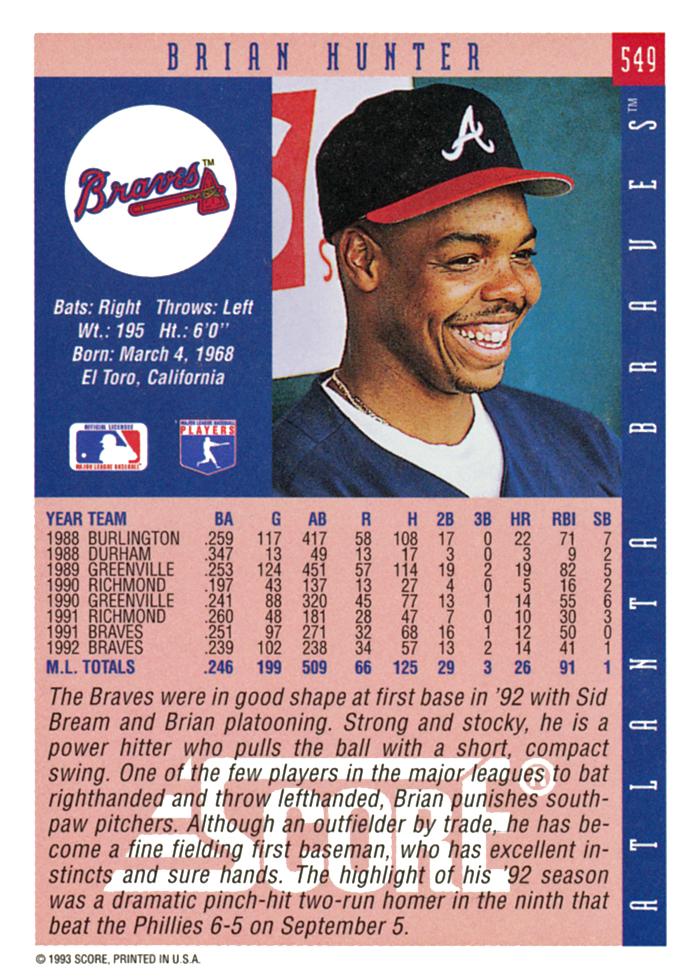Brian Hunter  baseball card collectible - Main Image 2