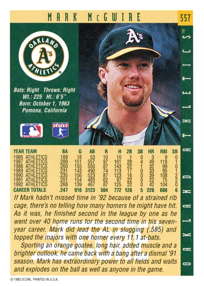 Mark McGwire  baseball card collectible - Main Image 2