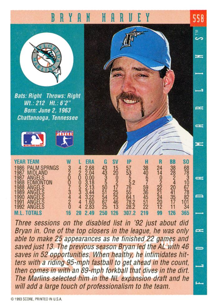 Bryan Harvey  baseball card collectible - Main Image 2