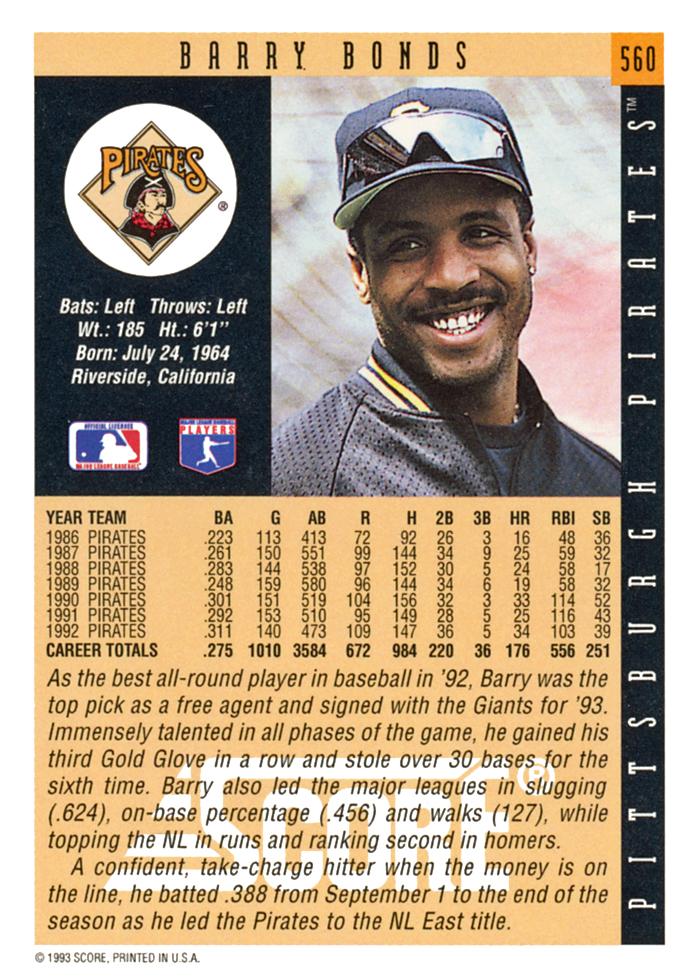 Barry Bonds  baseball card collectible - Main Image 2