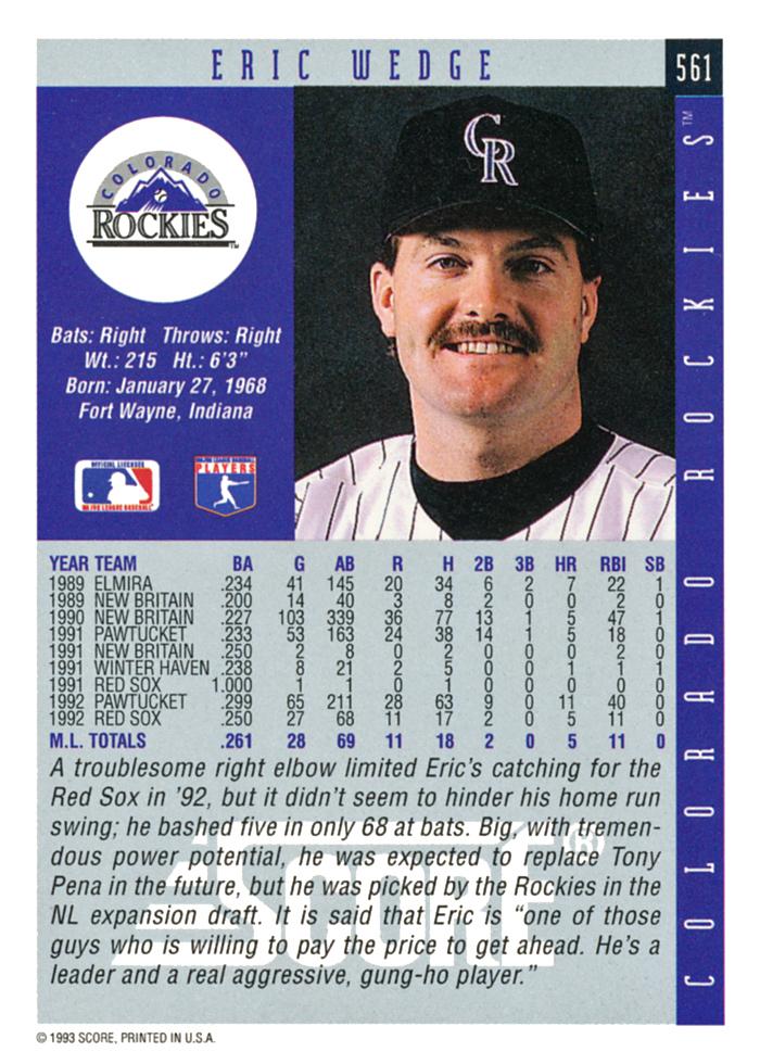 Eric Wedge  baseball card collectible - Main Image 2