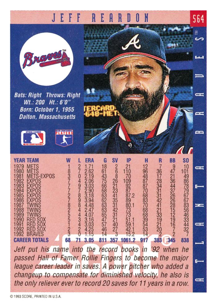 Jeff Reardon  baseball card collectible - Main Image 2