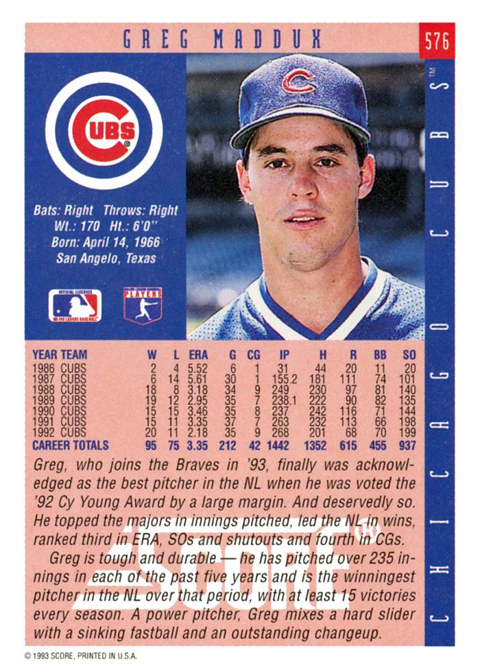Greg Maddux  baseball card collectible - Main Image 2