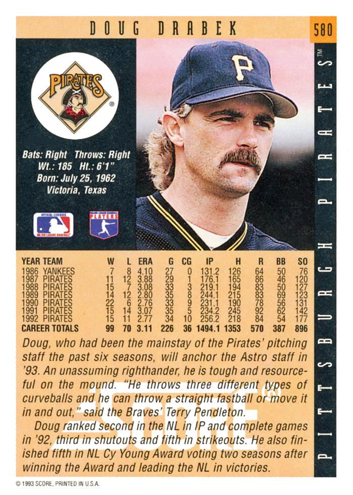 Doug Drabek  baseball card collectible - Main Image 2