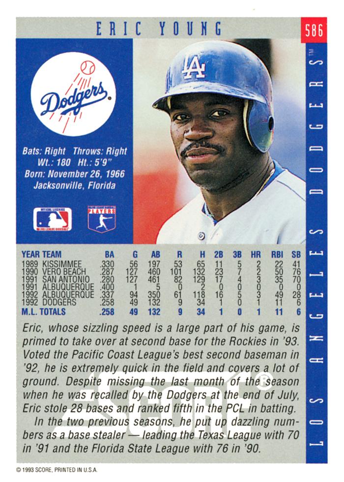 Eric Young  baseball card collectible - Main Image 2