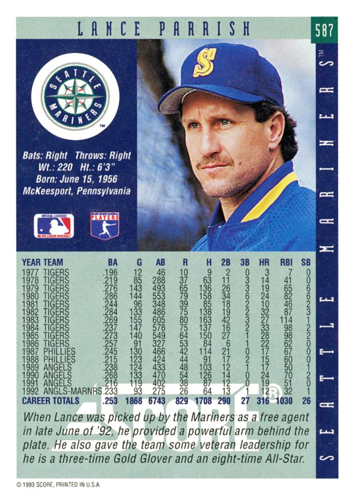 Lance Parrish  baseball card collectible - Main Image 2