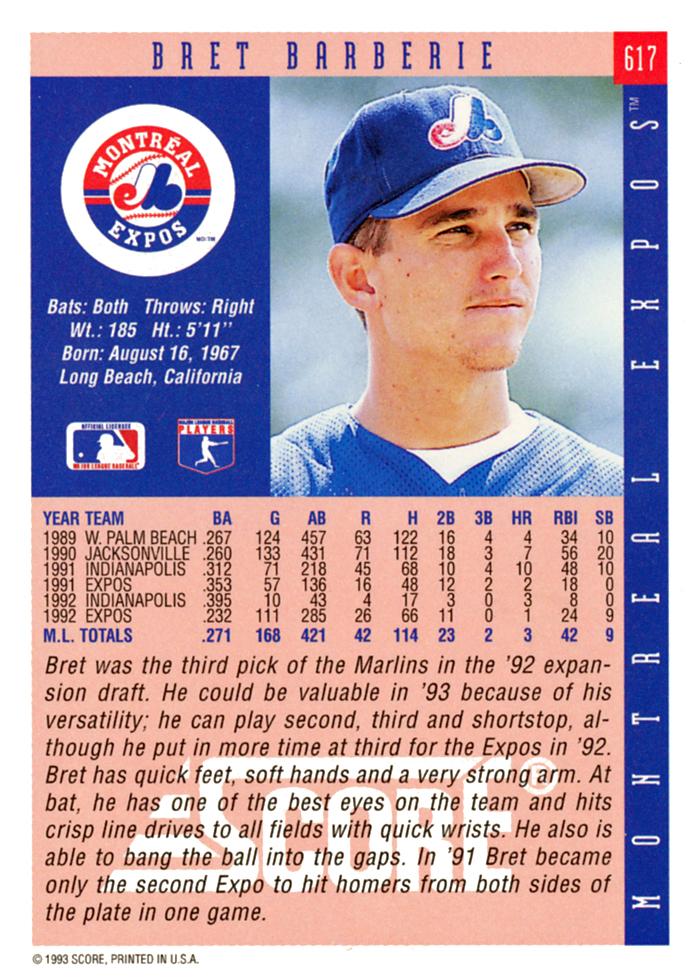 Bret Barberie  baseball card collectible - Main Image 2