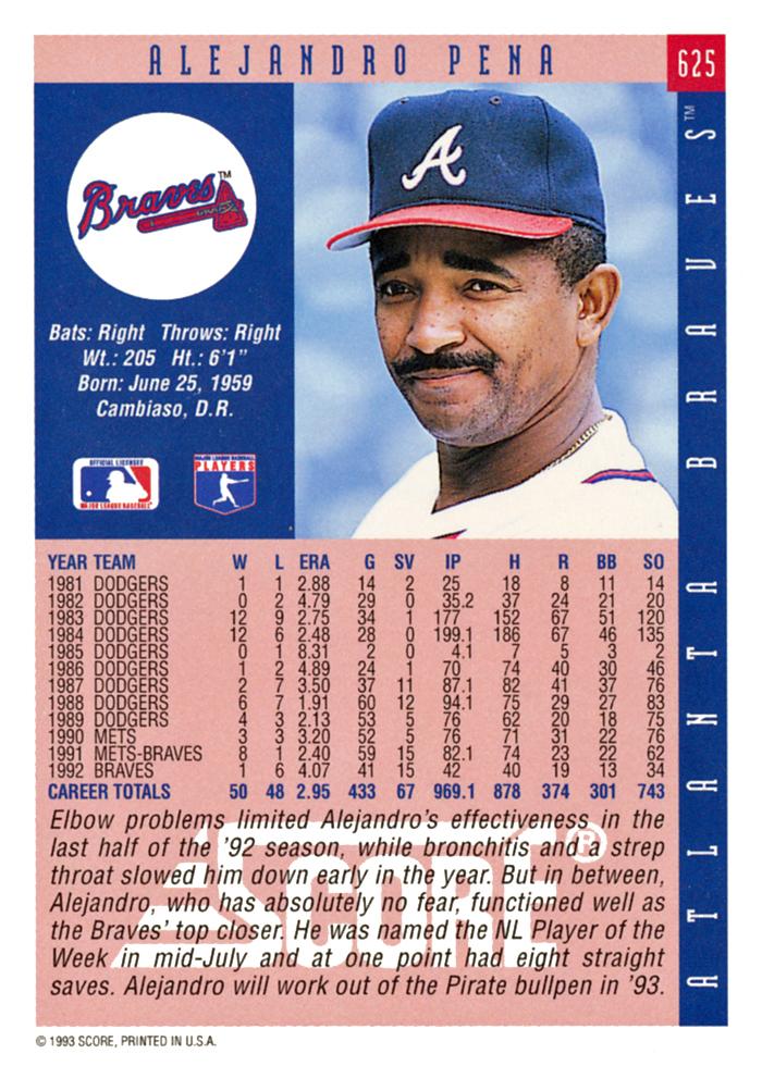 Alejandro Pena  baseball card collectible - Main Image 2