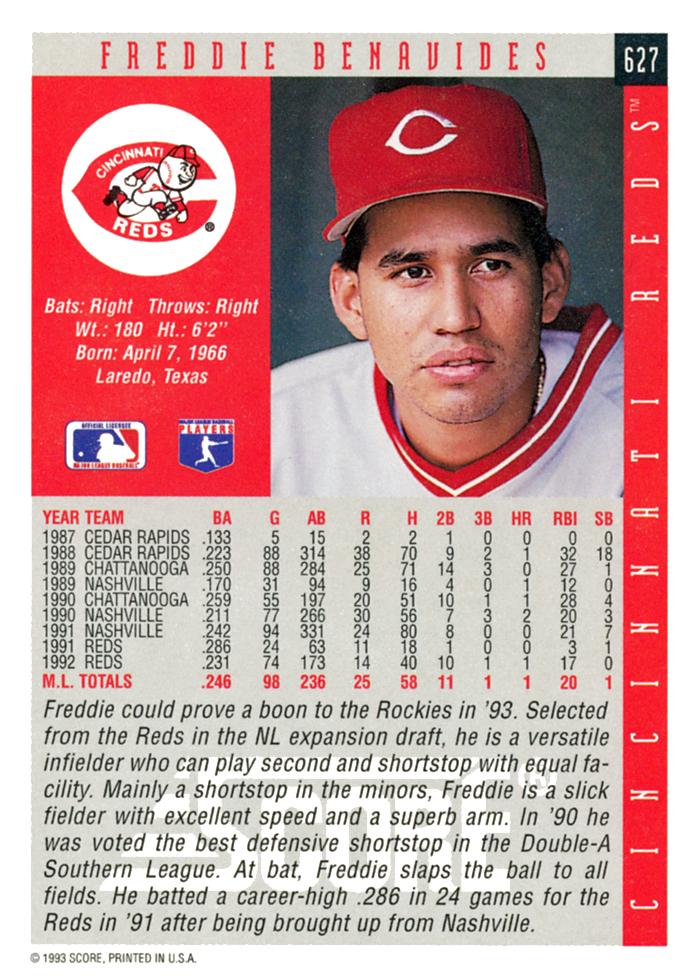 Freddie Benavides  baseball card collectible - Main Image 2