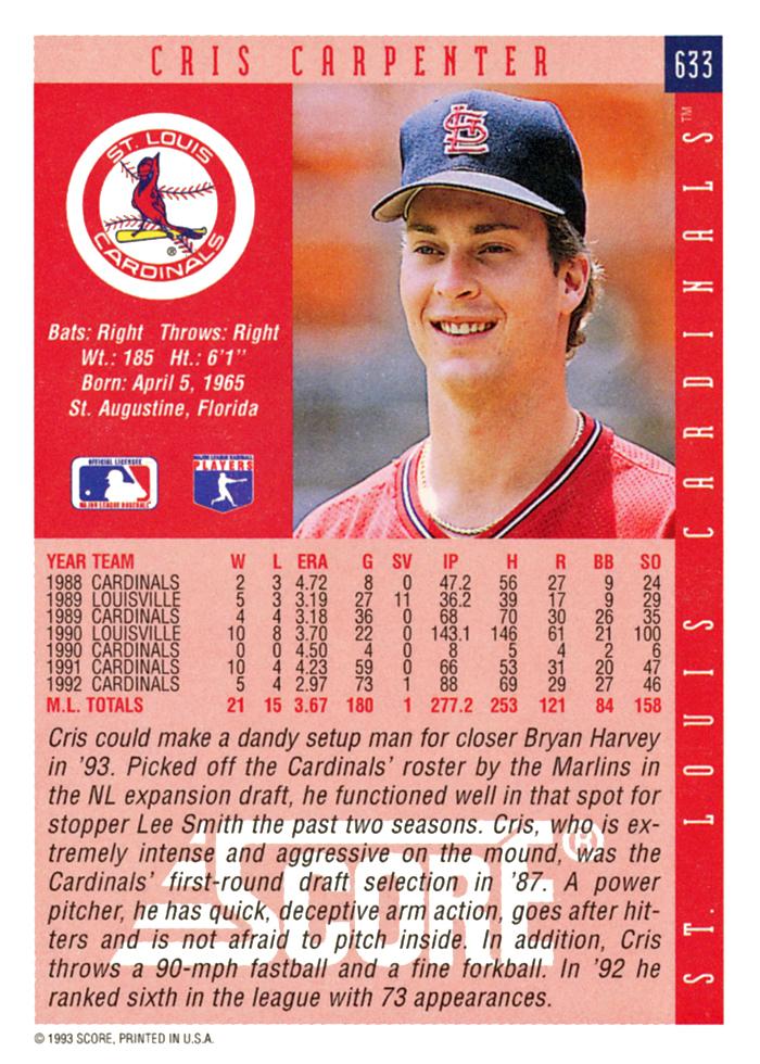 Cris Carpenter  baseball card collectible - Main Image 2