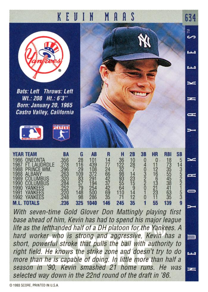 Kevin Maas  baseball card collectible - Main Image 2