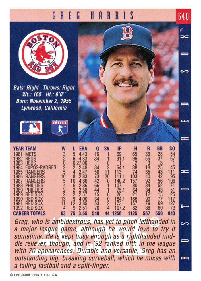 Greg Harris  baseball card collectible - Main Image 2