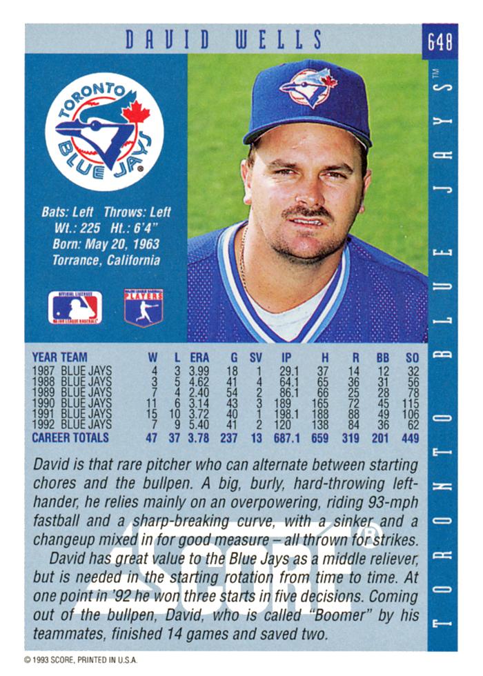 David Wells  baseball card collectible - Main Image 2