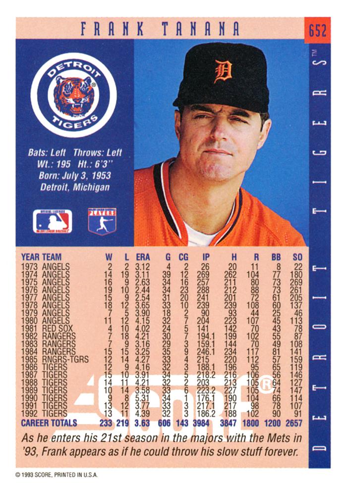 Frank Tanana  baseball card collectible - Main Image 2