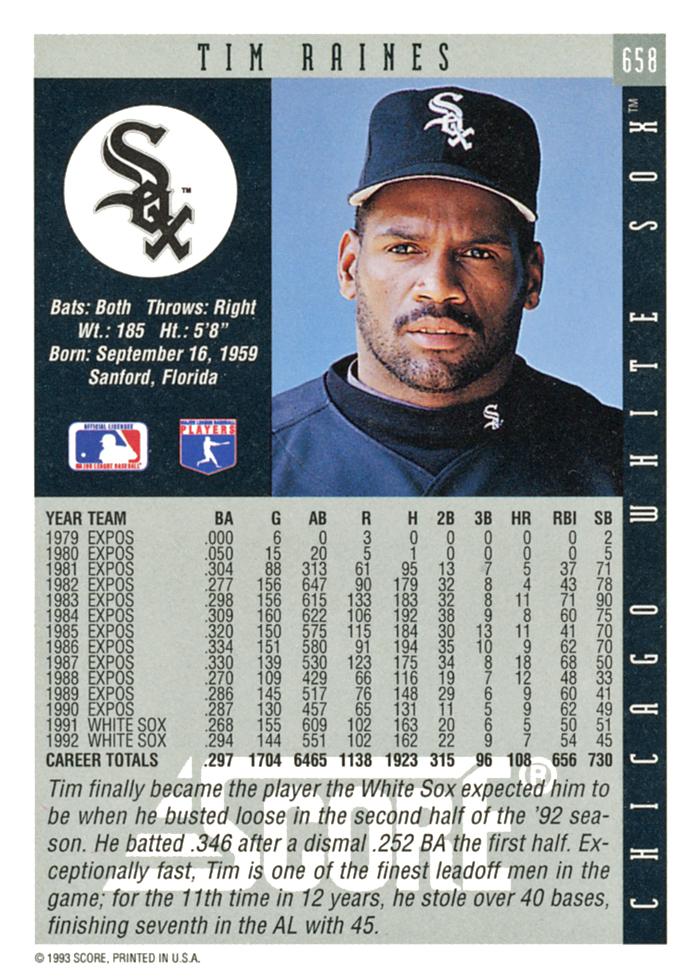 Tim Raines  baseball card collectible - Main Image 2