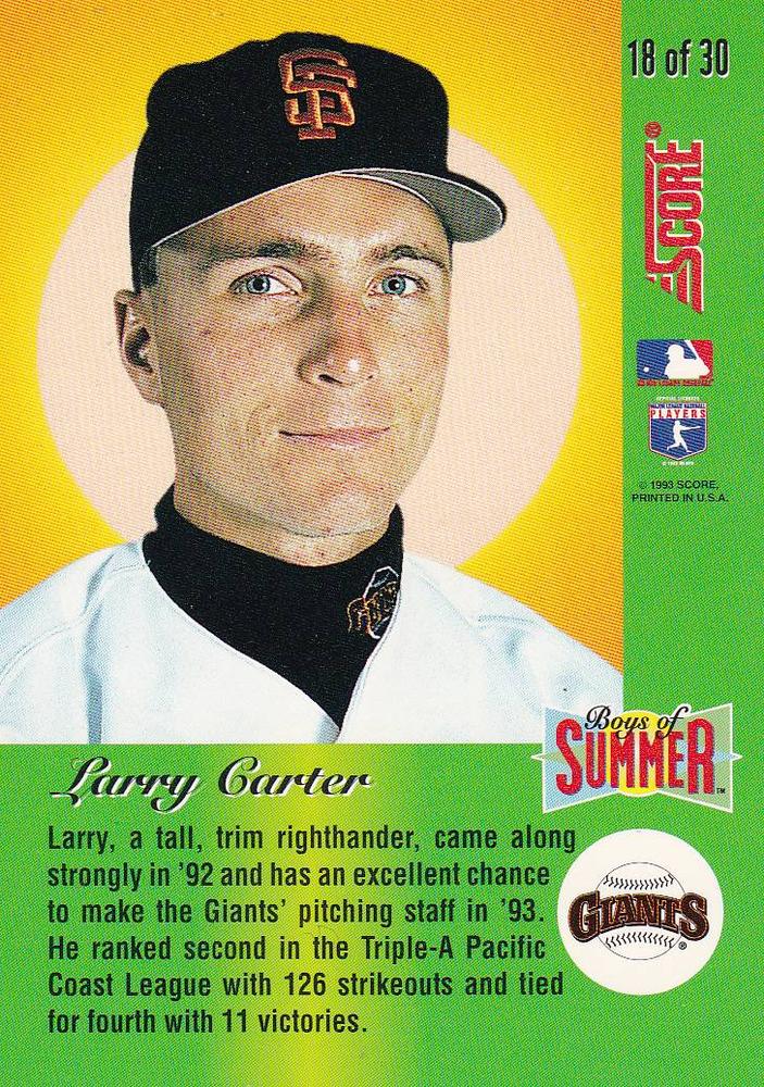 Larry Carter  baseball card collectible - Main Image 2