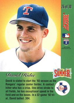 David Hulse  baseball card collectible - Main Image 2
