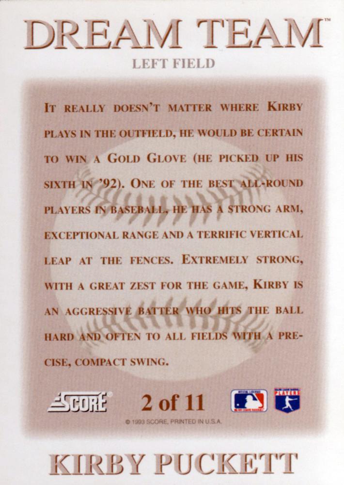 Kirby Puckett  baseball card collectible - Main Image 2