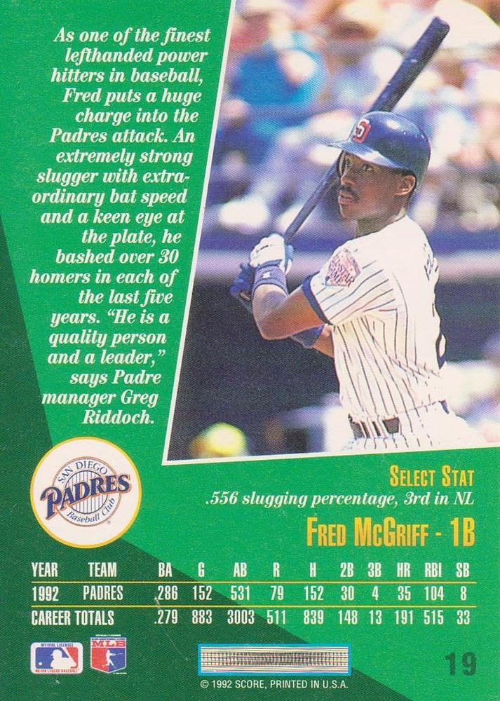 Fred McGriff  baseball card collectible - Main Image 2