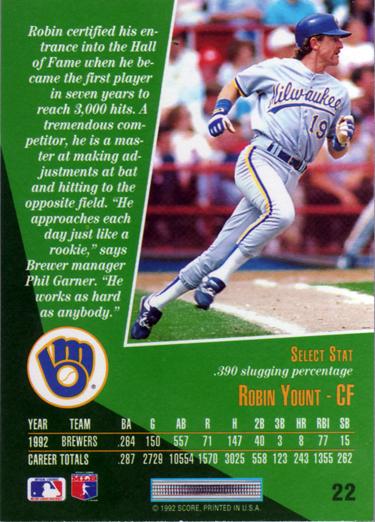 Robin Yount  baseball card collectible - Main Image 2