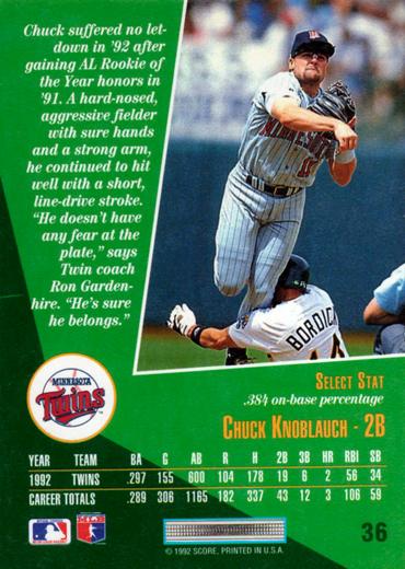 Chuck Knoblauch  baseball card collectible - Main Image 2