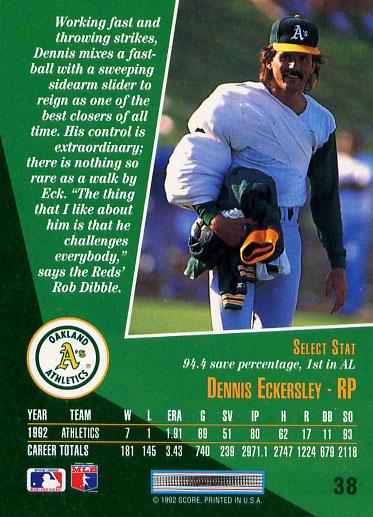 Dennis Eckersley  baseball card collectible - Main Image 2