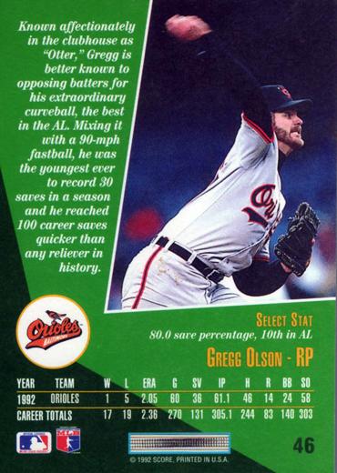 Gregg Olson  baseball card collectible - Main Image 2