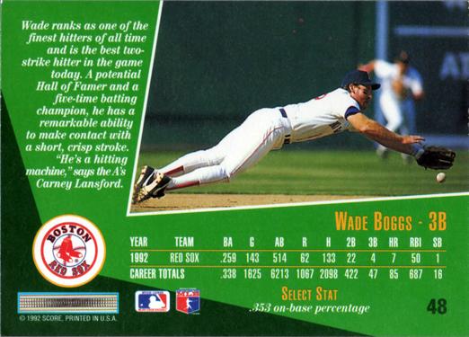 Wade Boggs  baseball card collectible - Main Image 2