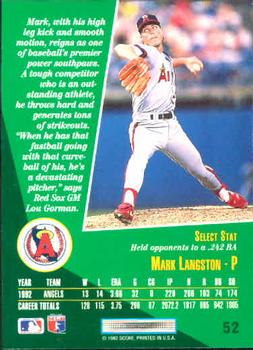 Mark Langston  baseball card collectible - Main Image 2