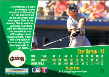 Cory Snyder  baseball card collectible - Main Image 2
