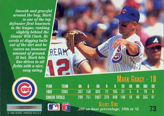 Mark Grace  baseball card collectible - Main Image 2
