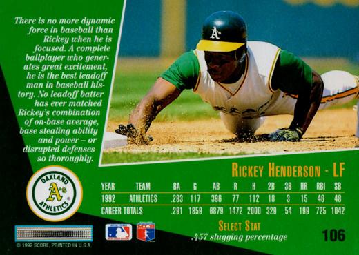 Rickey Henderson  baseball card collectible - Main Image 2