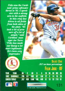 Felix Jose  baseball card collectible - Main Image 2