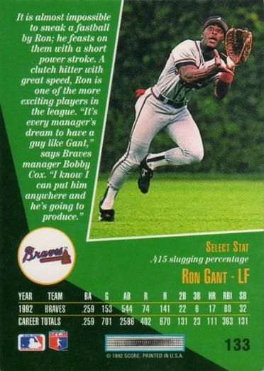 Ron Gant  baseball card collectible - Main Image 2
