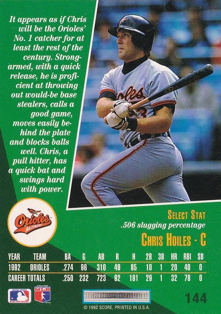 Chris Hoiles  baseball card collectible - Main Image 2