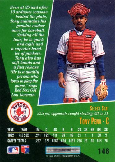 Tony Pena  baseball card collectible - Main Image 2