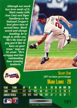 Mark Lemke  baseball card collectible - Main Image 2