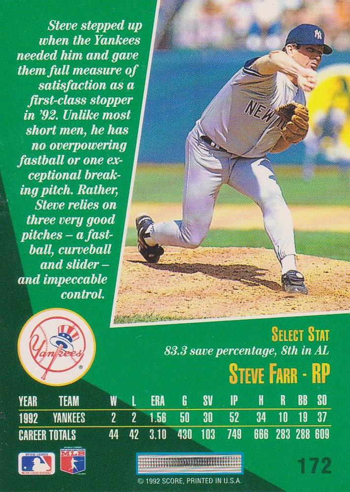 Steve Farr  baseball card collectible - Main Image 2