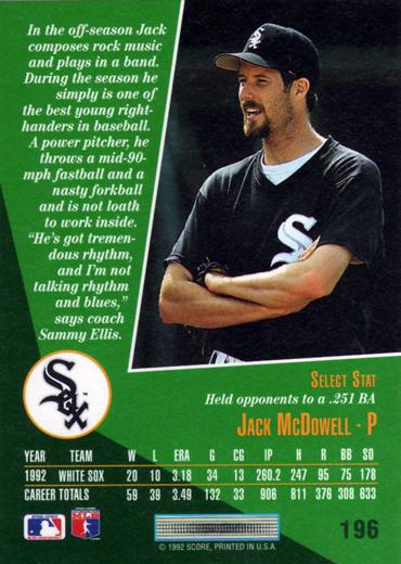 Jack McDowell  baseball card collectible - Main Image 2