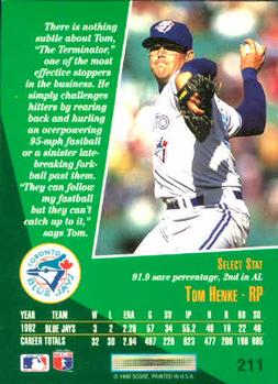 Tom Henke  baseball card collectible - Main Image 2