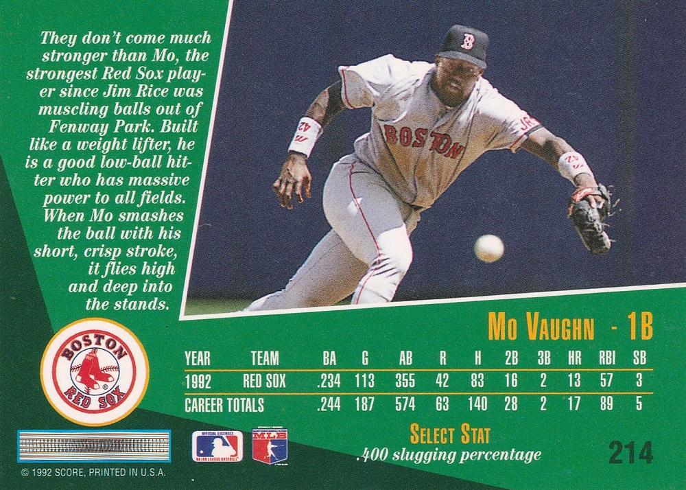 Mo Vaughn  baseball card collectible - Main Image 2