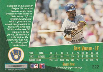 Greg Vaughn  baseball card collectible - Main Image 2